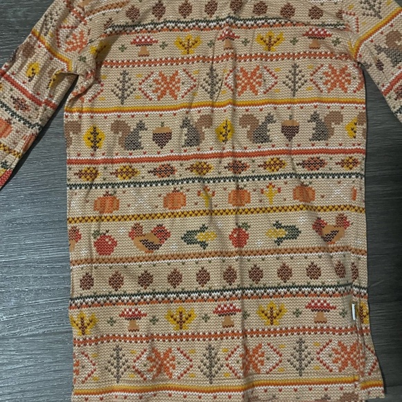 Little Sleepies pajamas set- squirrel/mushroom/rooster orange print. - Picture 2 of 4